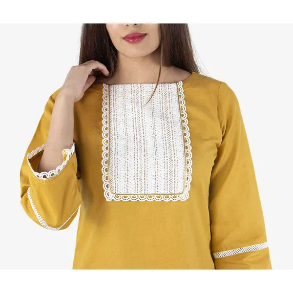 MAHAL Yellow Kurti W/ Lace