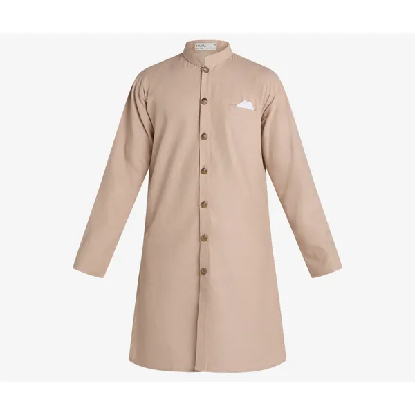 MAHAL Beige Regal Sherwani W/ Pocket Square