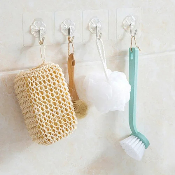 10 Piece Adhesive Transparent Wall Hook