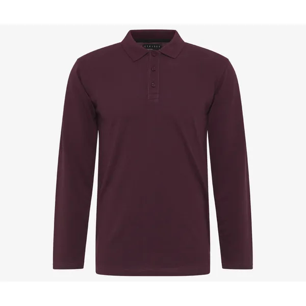 Long Sleeve Polo Shirt in Berry