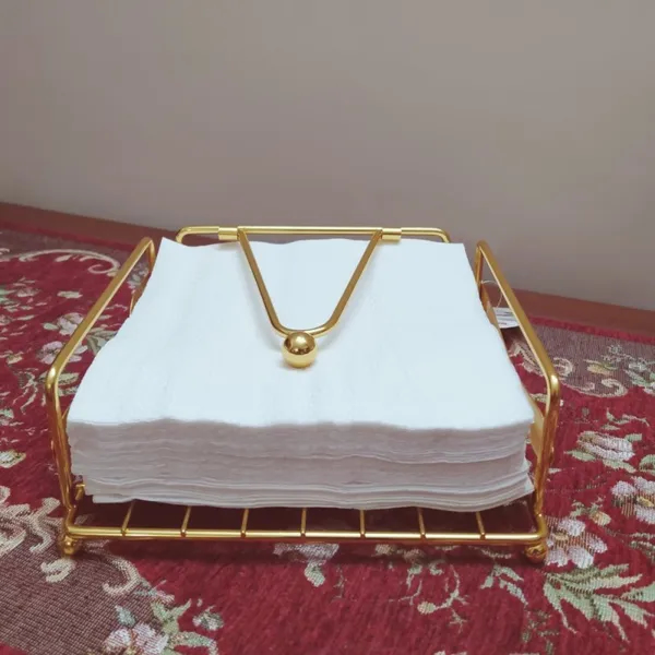Square Metal Golden Napkin Holder