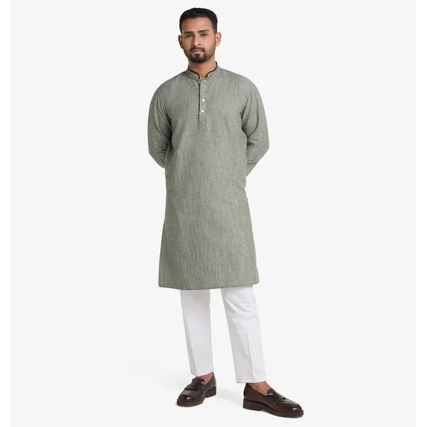 MAHAL Sage Green Herringbone Panjabi